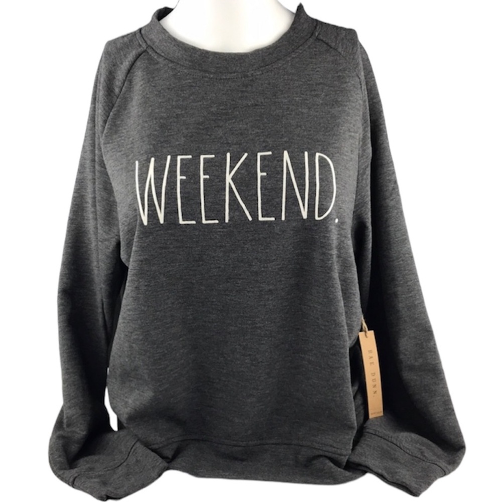 Rae Dunn - ‘Weekend’ sweatshirt. Slate Gray. SZ: S,L. NWT - Picture 1 of 6